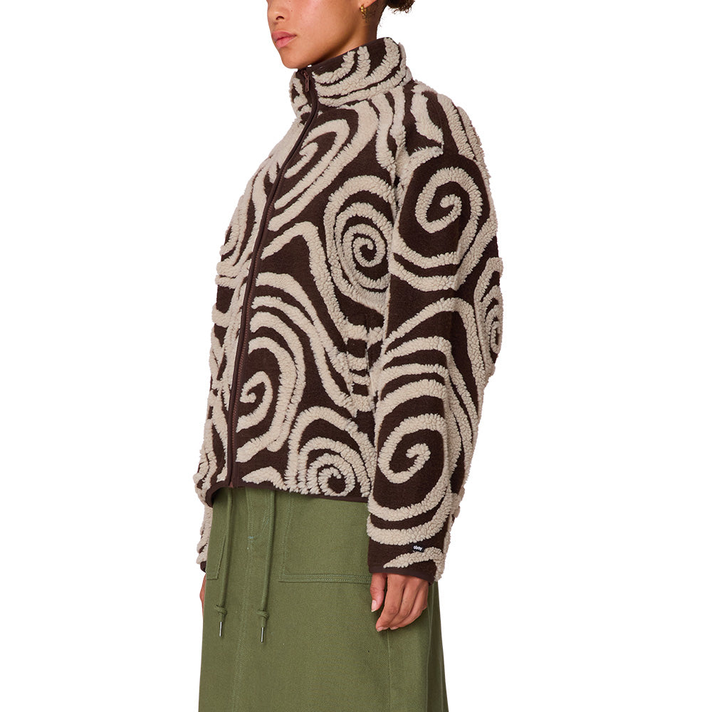 obey 221800445 swirls jacquard zip jacket brown multi
