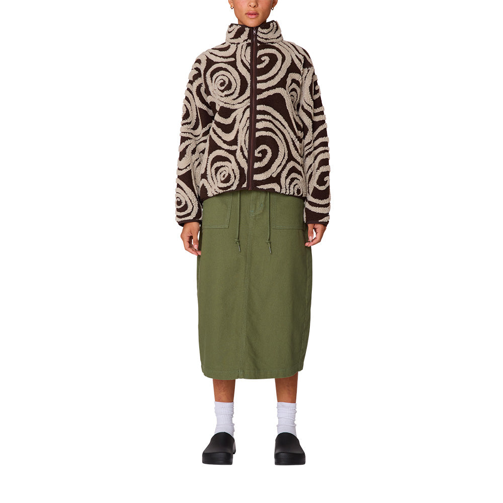 obey 221800445 swirls jacquard zip jacket brown multi