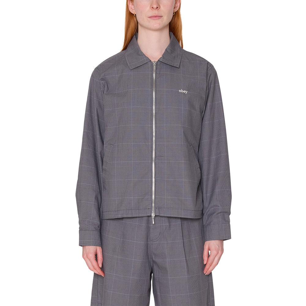 obey 221800451 olivia plaid jacket grey plaid