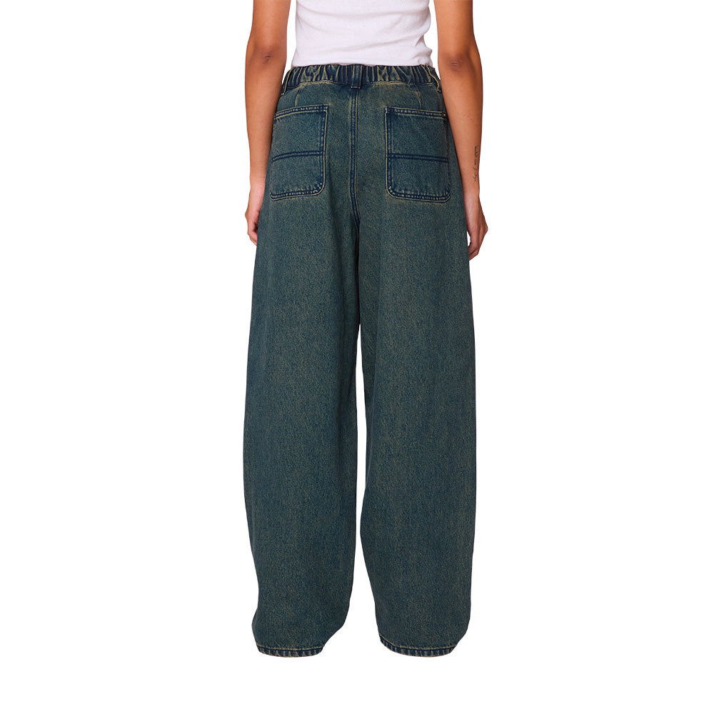 obey 242010062 leah iii baggy double knee denim yellow tint wash