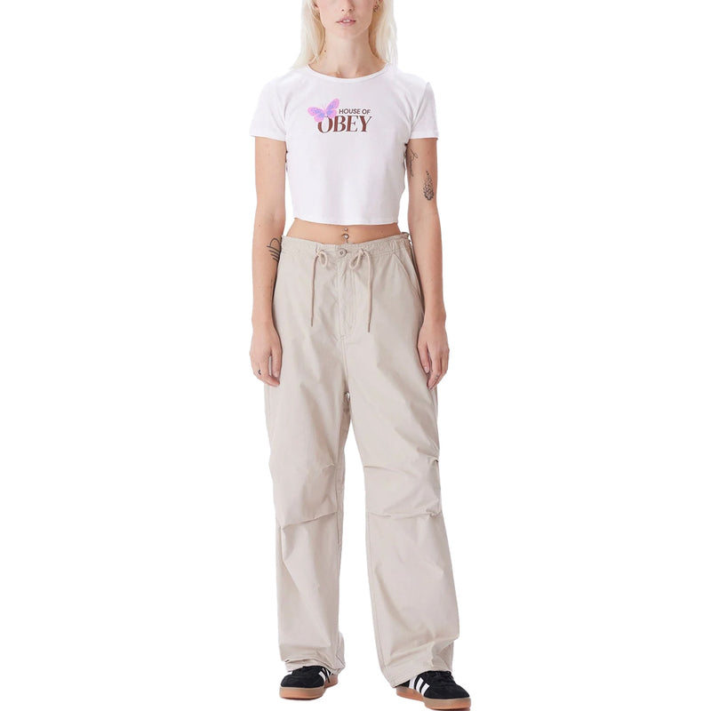 obey 242020102 mina parachute pant silver grey
