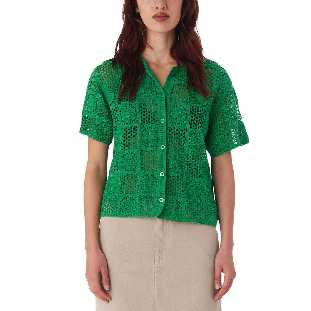OBEY AGATHA CROCHET KNIT SWEATER SPRING GREEN. Collateral