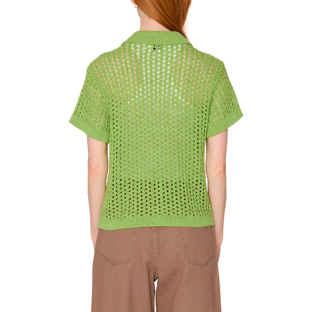 obey 251000142 milly open knit sweater light green multi