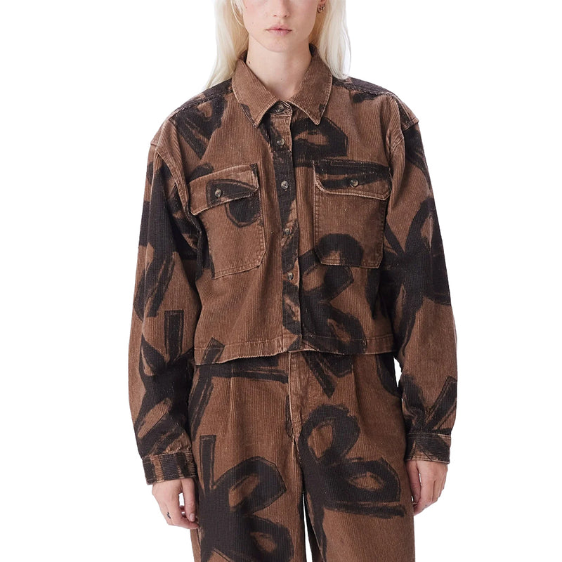 obey 281200123 obey nabi cord ls shirt catechu wood multi
