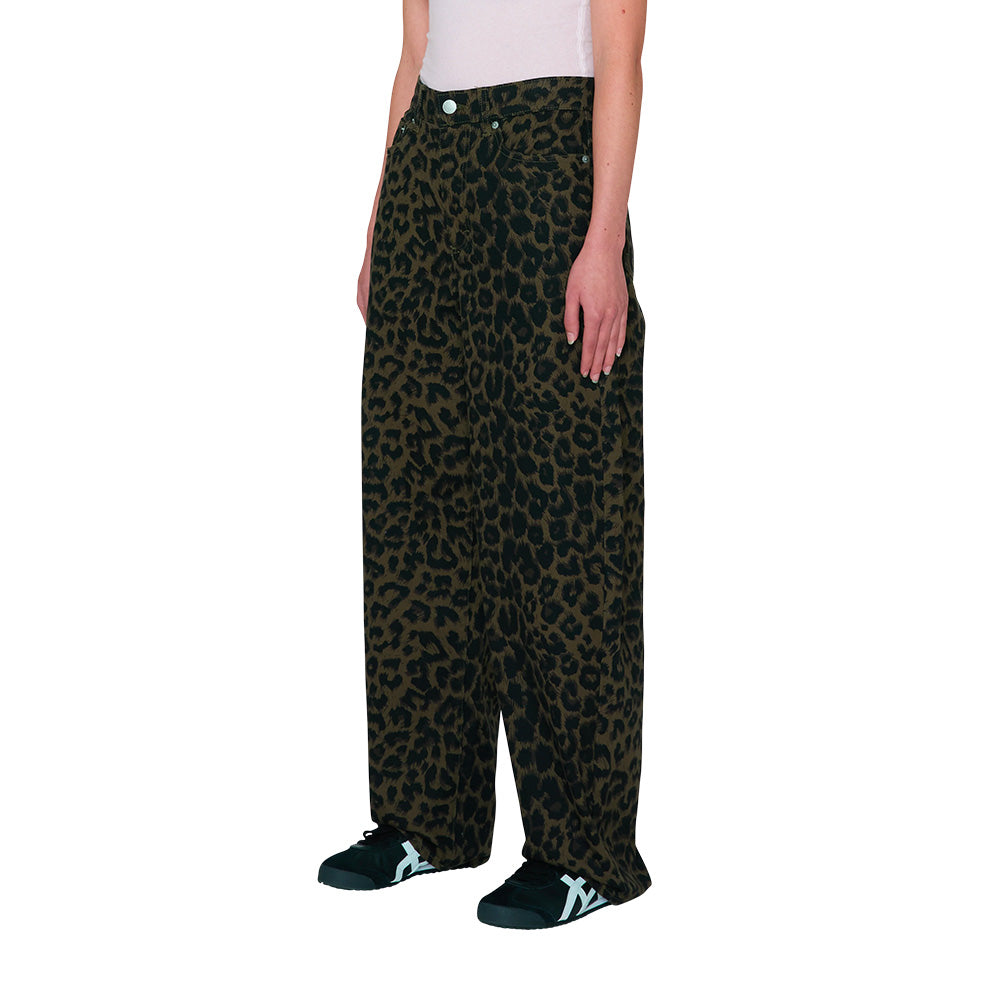 obey allysa 5 pocket denim pants leopard