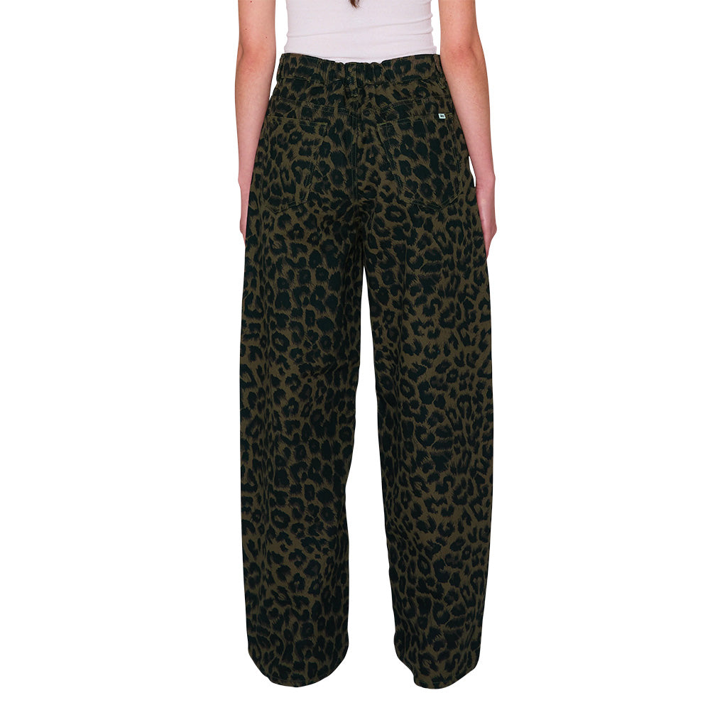 obey allysa 5 pocket denim pants leopard