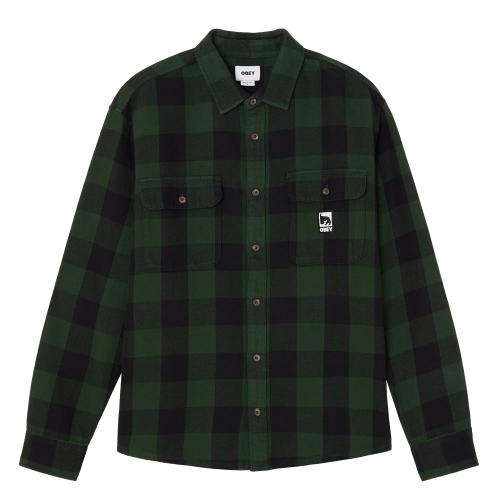 OBEY OBEY JONES WOVEN LS SHIRT // KOMBU GREEN MULTI