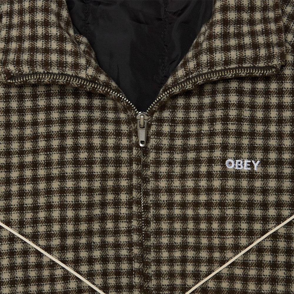 obey leisure training jacket abbey stone plaid