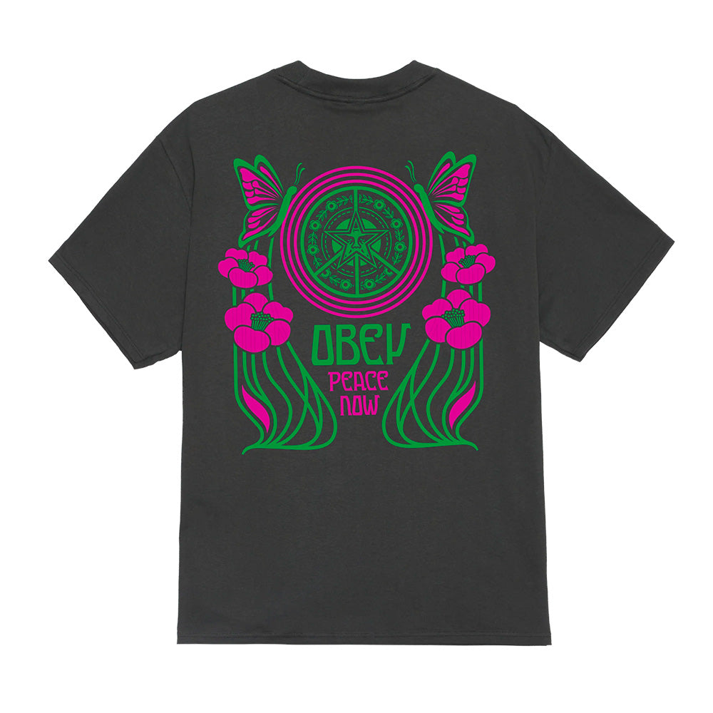 OBEY PEACE NOW BUTTERFLIES CLASSIC T-SHIRT // VINTAGE BLACK