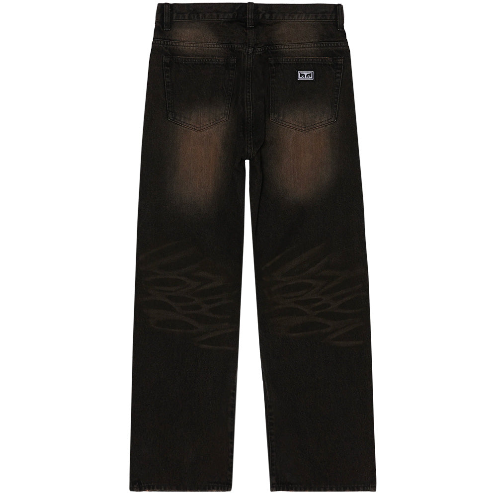 OBEY OBEY STUDDED BOXCAR STRAIGHT LEG DENIM // BLACK RUST WASH