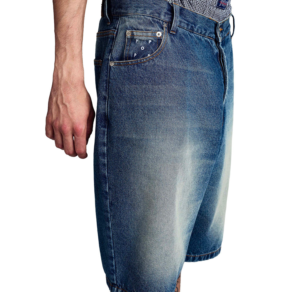 POP TRADING COMPANY LONGER DRS SHORT // WASHED DENIM