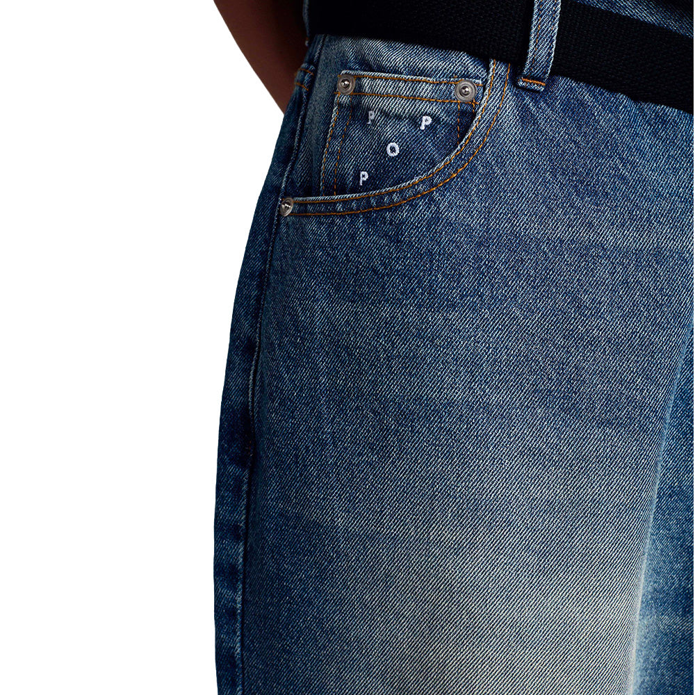 POP TRADING COMPANY LONGER DRS SHORT // WASHED DENIM