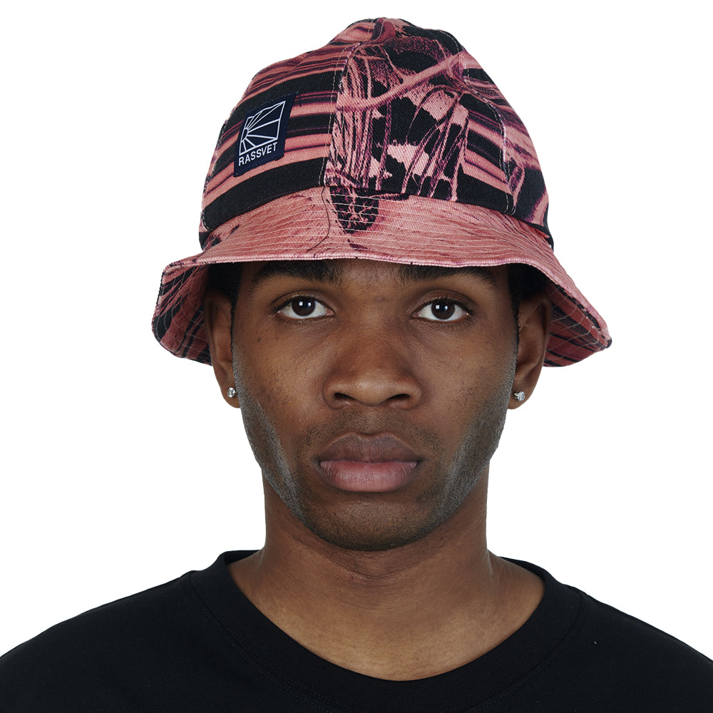 rassvet pacc12k012 flower print denim bucket hat woven pink