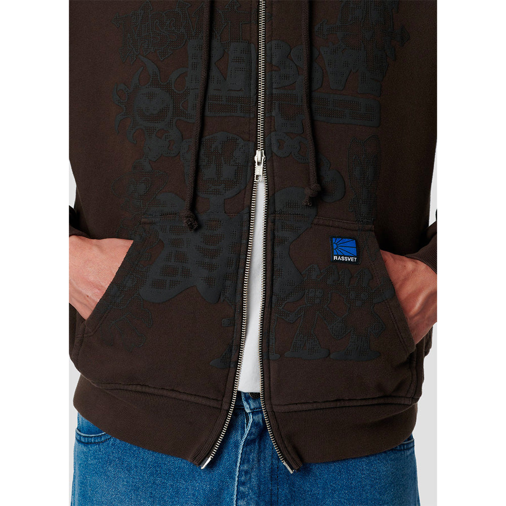 RASSVET RASSVET COLLAGE ZIP HOODIE KNIT // BROWN