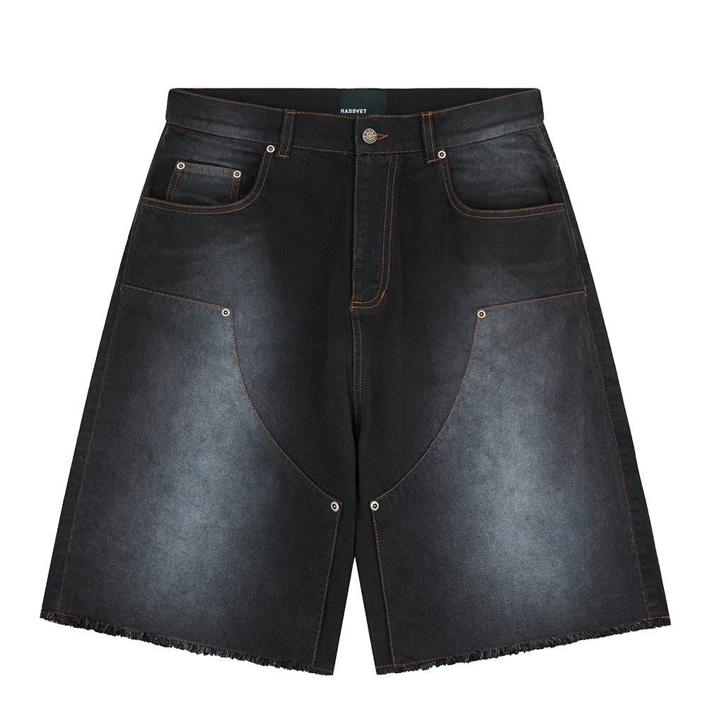 RASSVET RASSVET SUN DYED BAGGY DENIM SHORTS // BLACK ONYX
