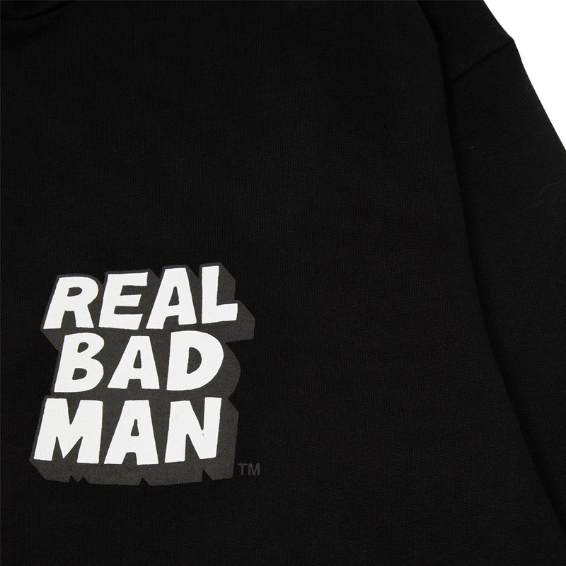 real bad man rbm11051 classic hood fleece organic black