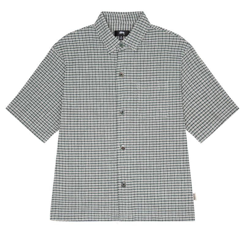 stussy 1110285 wrinkly gingham ss shirt green