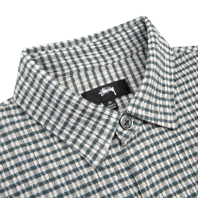 stussy 1110285 wrinkly gingham ss shirt green