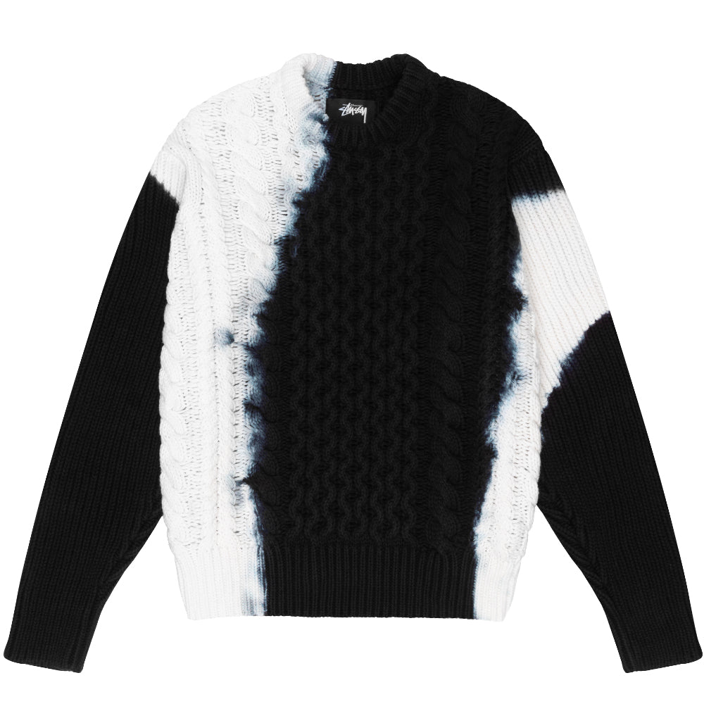 stussy 117188 tie dye fisherman sweater black