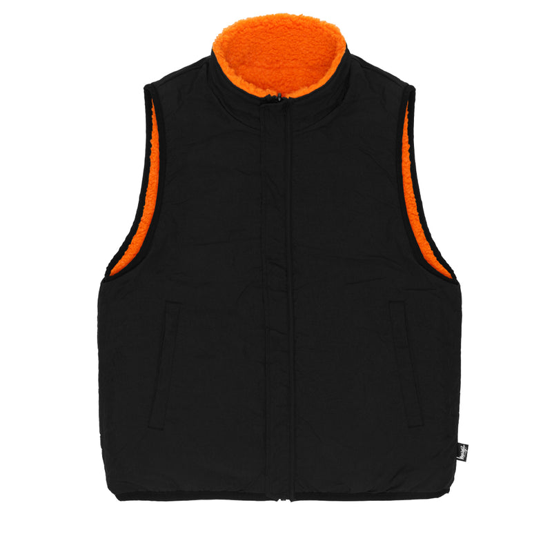 stussy 118528 sherpa reversible vest tangerine