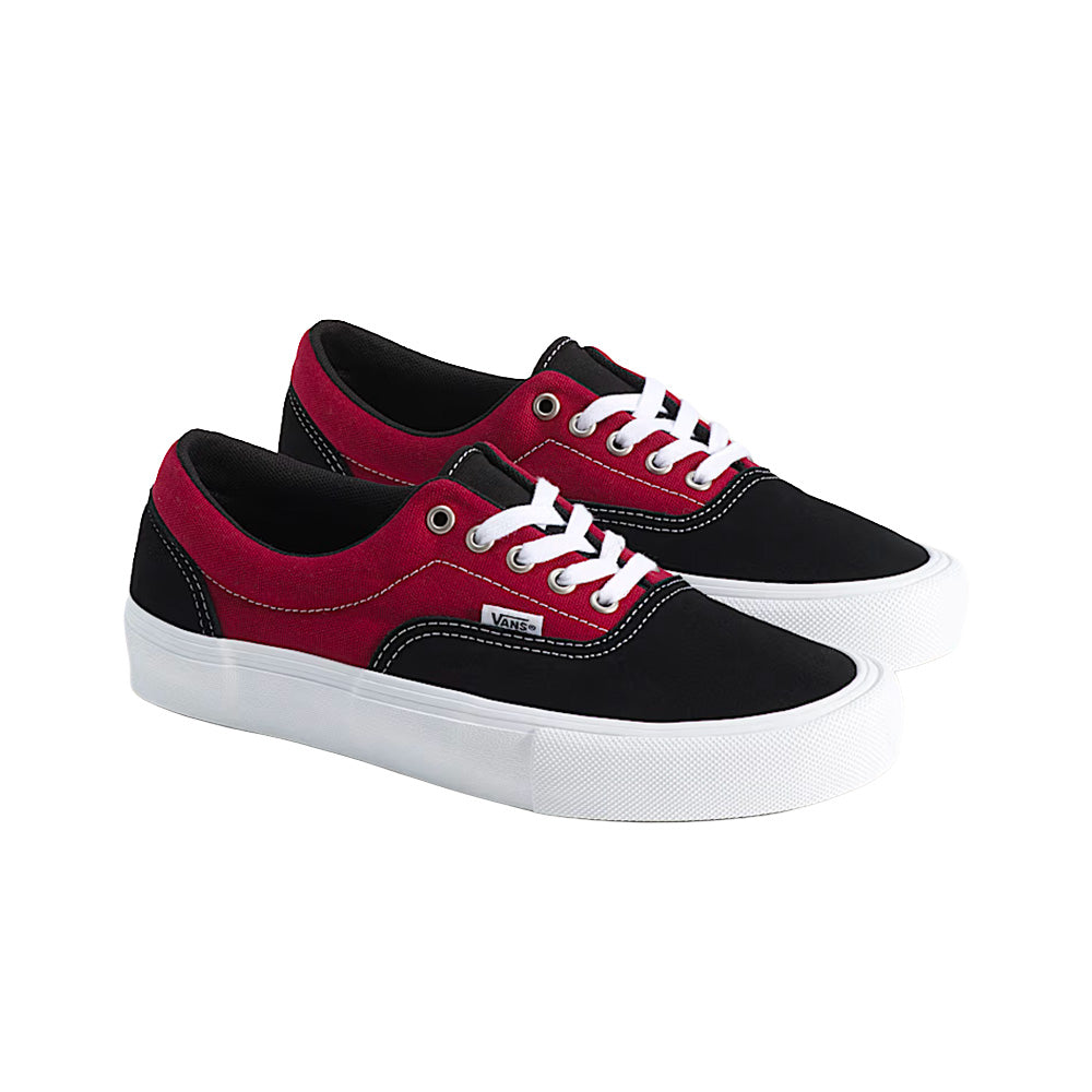 vans skate era shoe black red