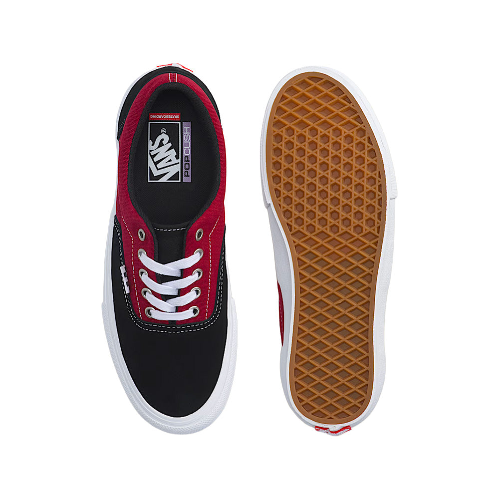 vans skate era shoe black red