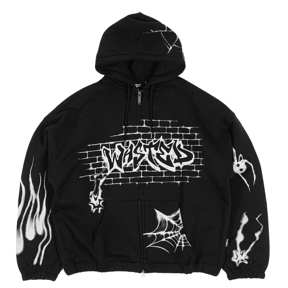 wasted paris wpatmzh atm boxy zip hoodie black