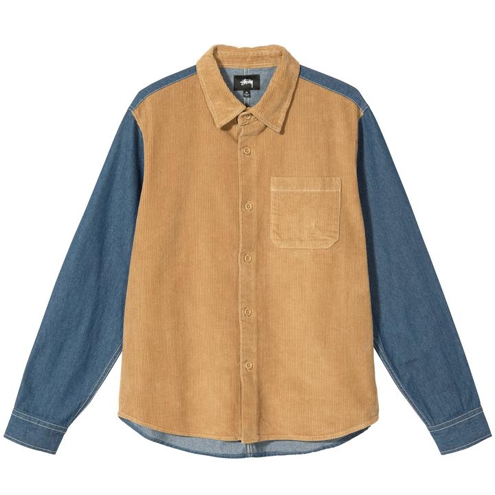 STÜSSY CORD DENIM MIX SHIRT // KHAKI