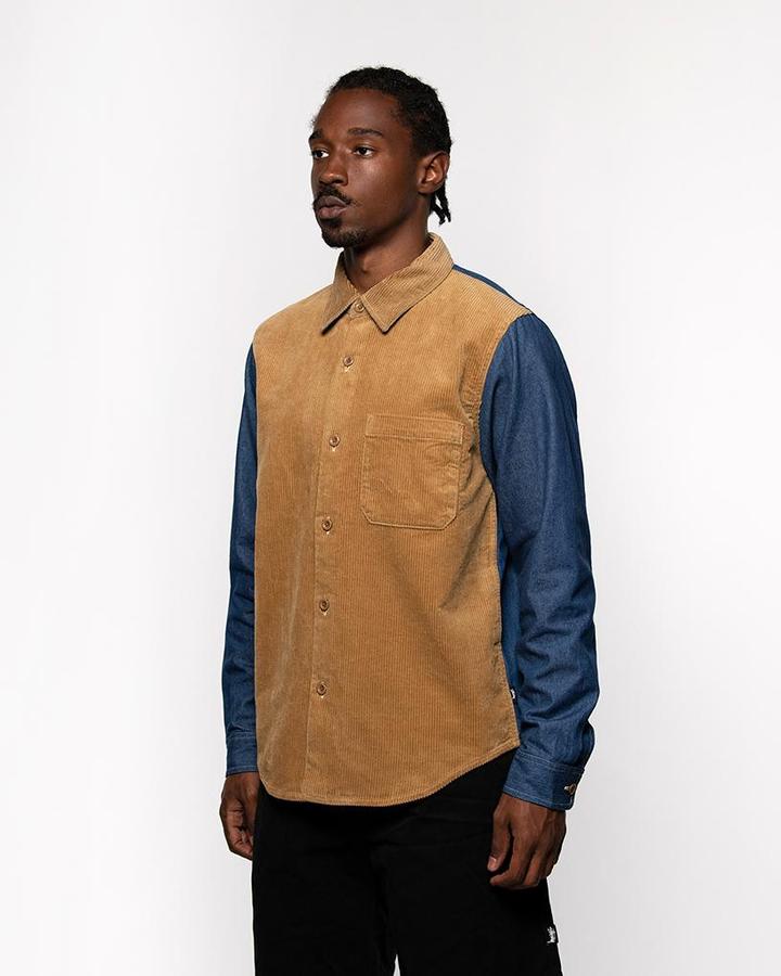 STÜSSY CORD DENIM MIX SHIRT // KHAKI