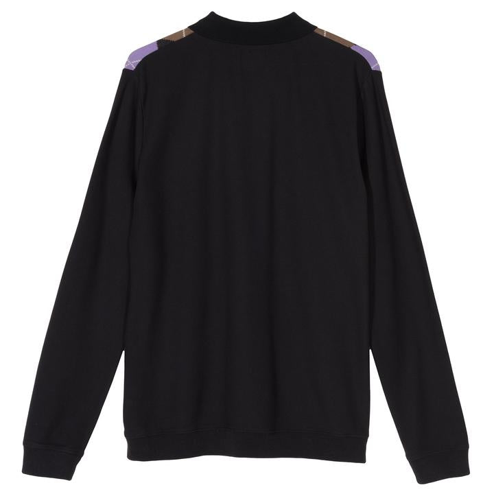 STÜSSY ARGYLE ZIP L/S POLO // BLACK