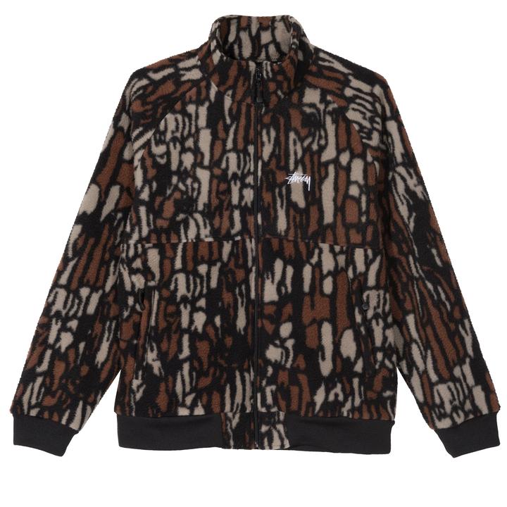 STÜSSY TREE BARK FLEECE JACKET // BROWN