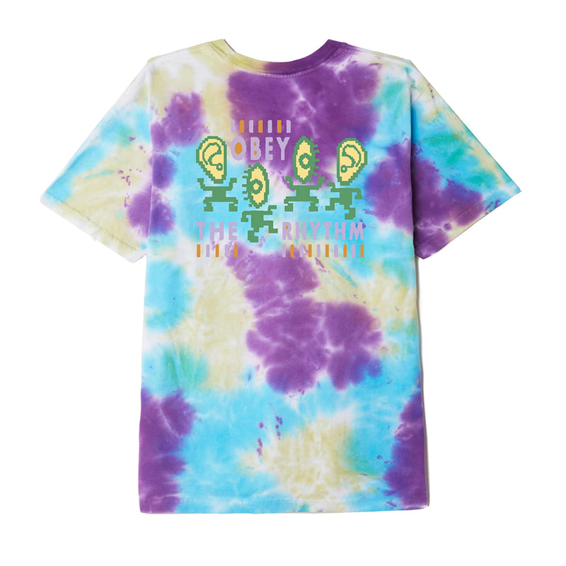 OBEY THE RHYTHM 2 ORGANIC OVERBLEED TIE DYE TEE // A.I. AQUA