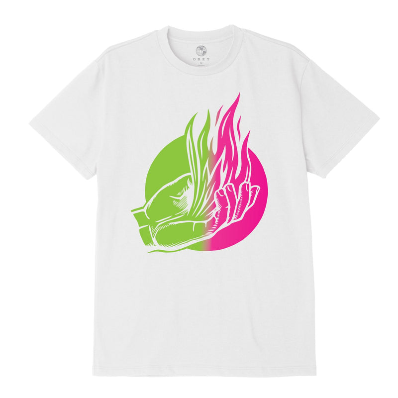 OBEY FLAMES TEE // WHITE