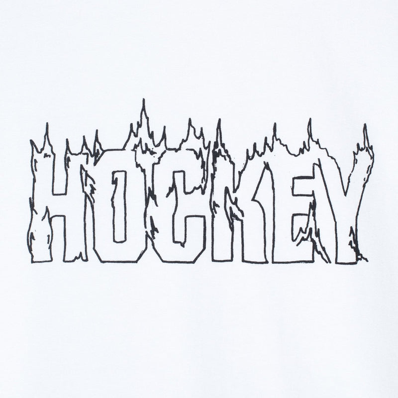 HOCKEY UP IN FLAMES TEE // WHITE