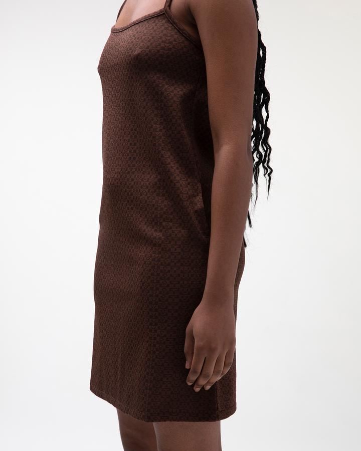 STÜSSY TONAL JACQUARD DRESS // BROWN