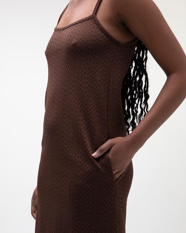STÜSSY TONAL JACQUARD DRESS // BROWN