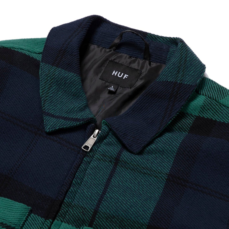 HUF X PLEASURE BLACKWATCH WORK JACKET // NAVY