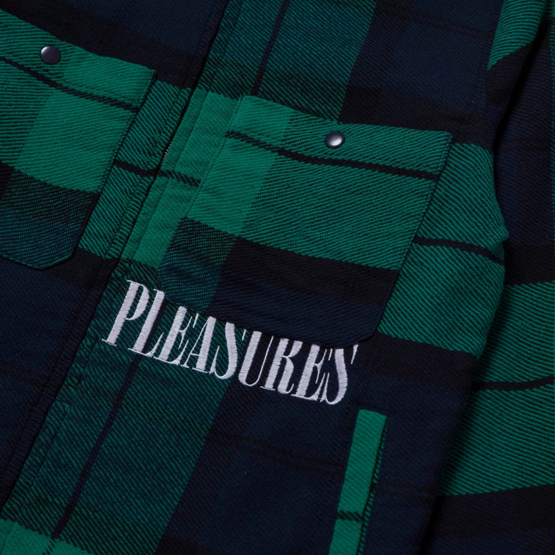 HUF X PLEASURE BLACKWATCH WORK JACKET // NAVY
