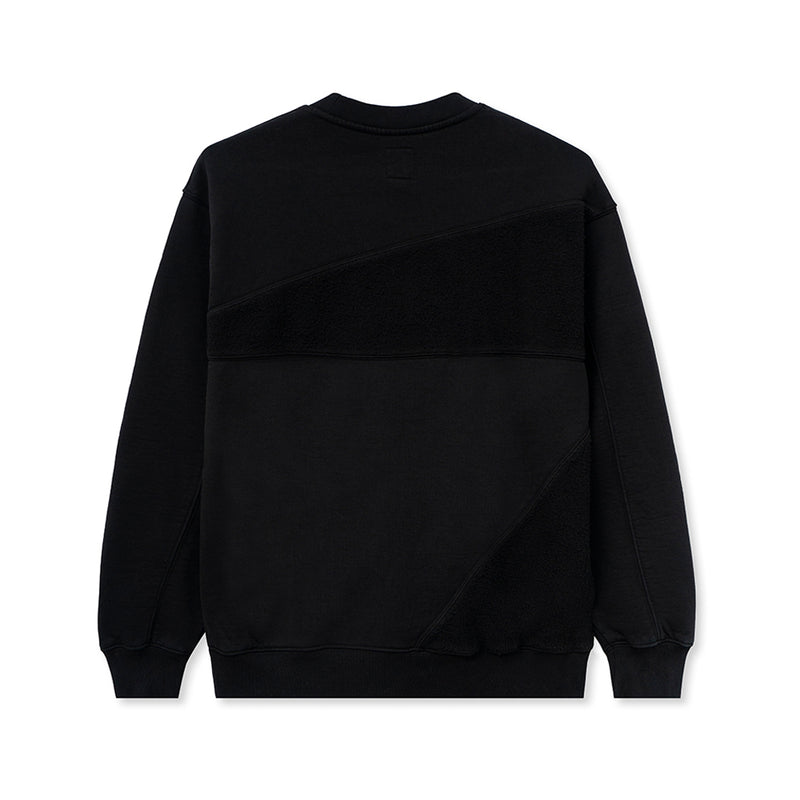 BRAIN DEAD SUNFLOWER ASYMMETRICAL PANELED CREWNECK // BLACK