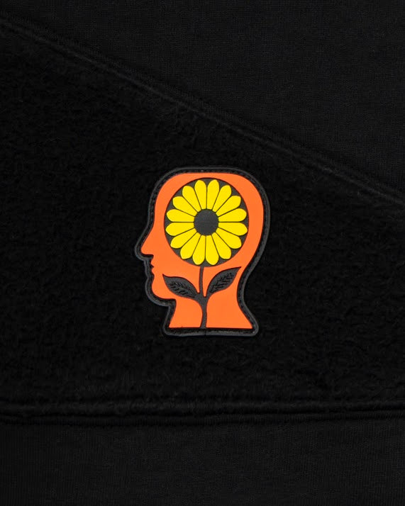 BRAIN DEAD SUNFLOWER ASYMMETRICAL PANELED CREWNECK // BLACK