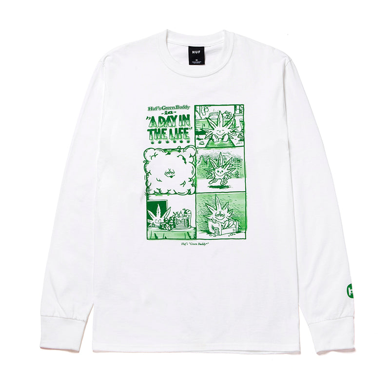 HUF DAY IN THE LIFE LONG SLEEVE T-SHIRT  // WHITE