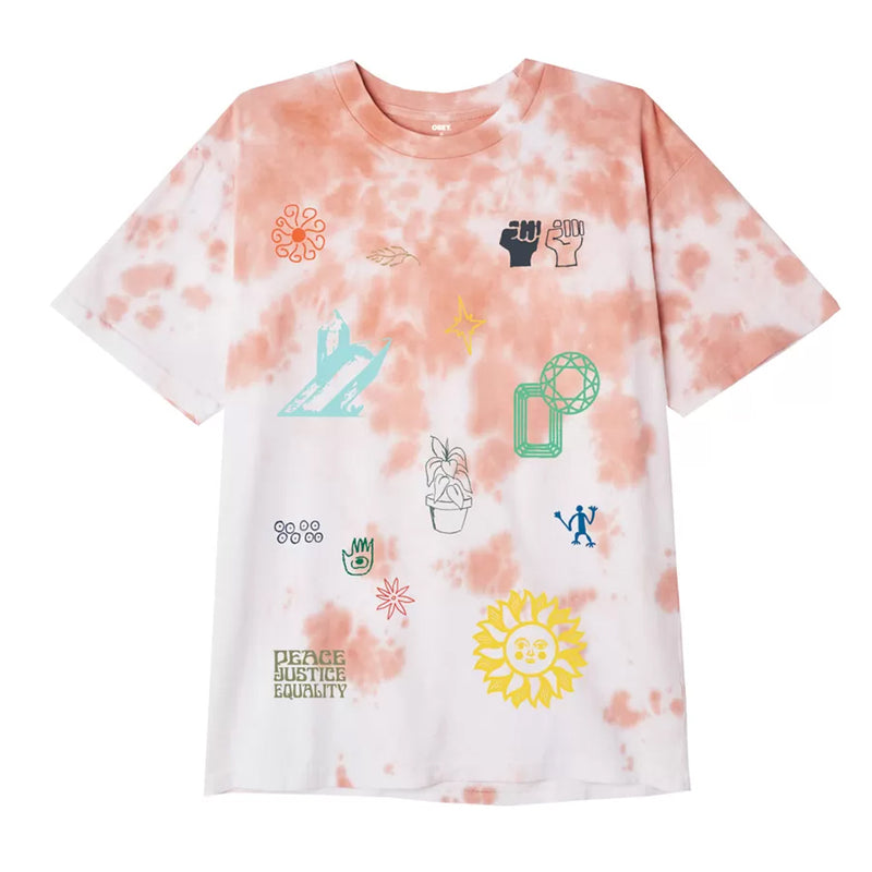 OBEY GET IN THE GROOVE ORGANIC SOFT CLOUDY TIE DYE TEE // PHEASANT