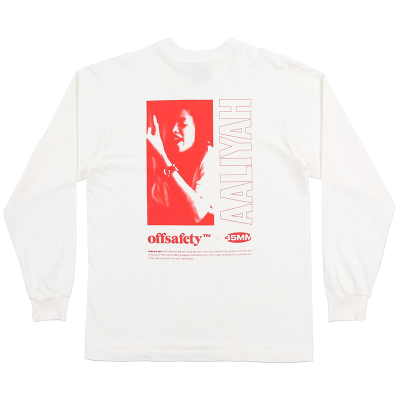 OFF SAFETY AALIYAH NAILS DID LONGSLEEVE TEE // WHITE