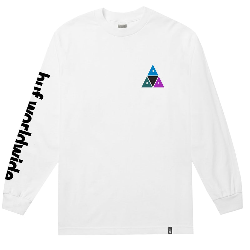 HUF PRISM TRIPLE TRIANGLE LONG SLEEVE T-SHIRT // WHITE