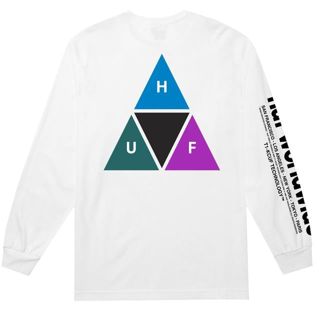 HUF PRISM TRIPLE TRIANGLE LONG SLEEVE T-SHIRT // WHITE