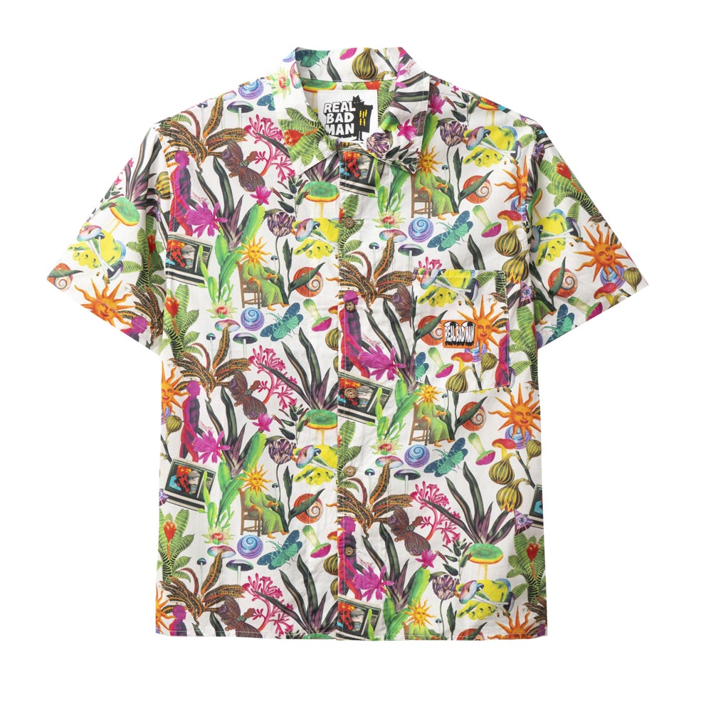REAL BAD MAN RBM7009 RBM700903 PSYCHEDELICA VACATION BUTTON DOWN BOUQUET MULTI PRINT