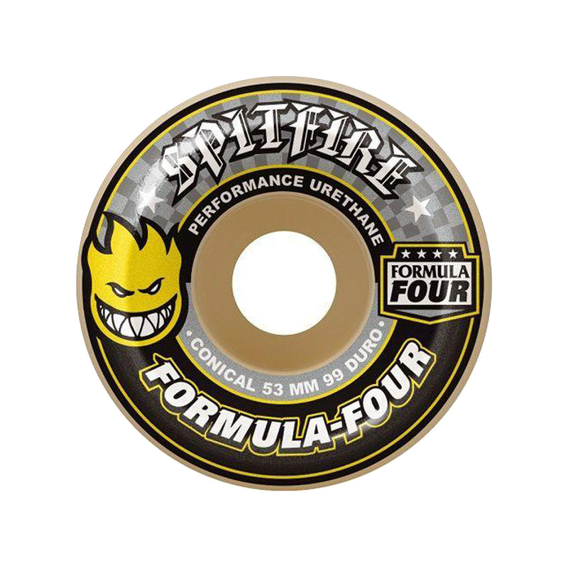 SPITFIRE WHEELS FORMULA FOUR 99D CONICAL // YELLOW PRINT 52/53/54mm