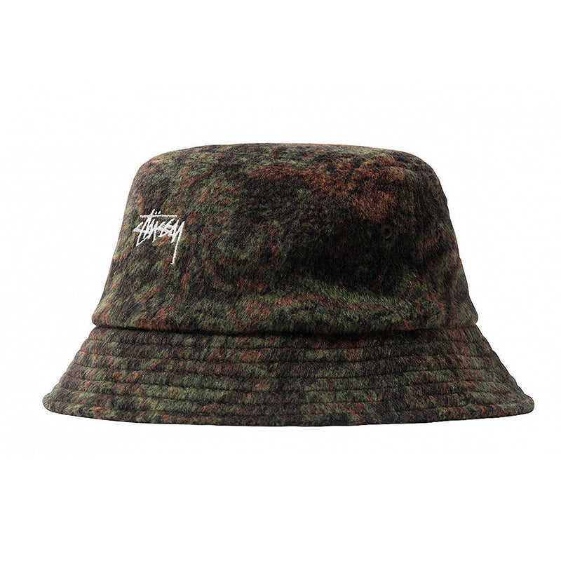 STUSSY 1321069 PSYCHEDELIC DEEP BUCKET HAT GREEN
