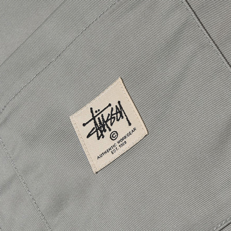 STÜSSY POLY COTTON ZIP UP L/SL SHIRT // GREY