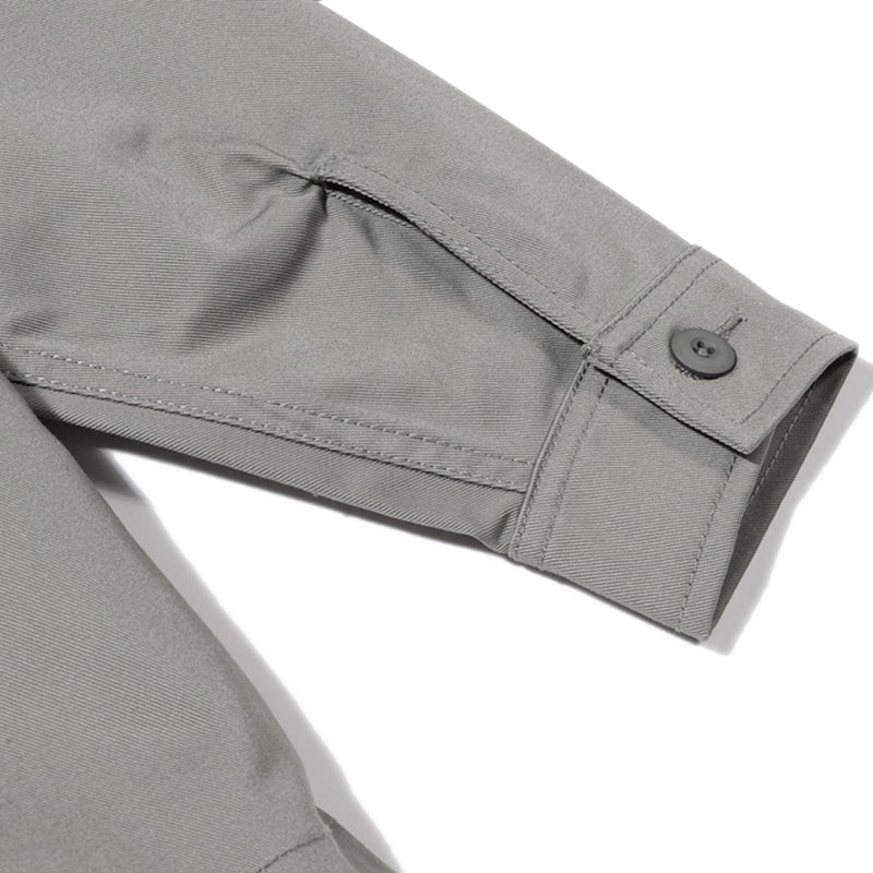 STÜSSY POLY COTTON ZIP UP L/SL SHIRT // GREY